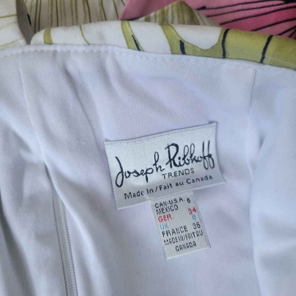 Joseph Ribkoff Floral Off-Shoulder Blouse - Green, Pink, White - Picture 3 of 3